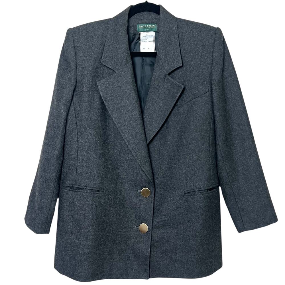 Vintage Harve Benard Petite Women's Gray Wool Two-Button Blazer Heritage Sz 10